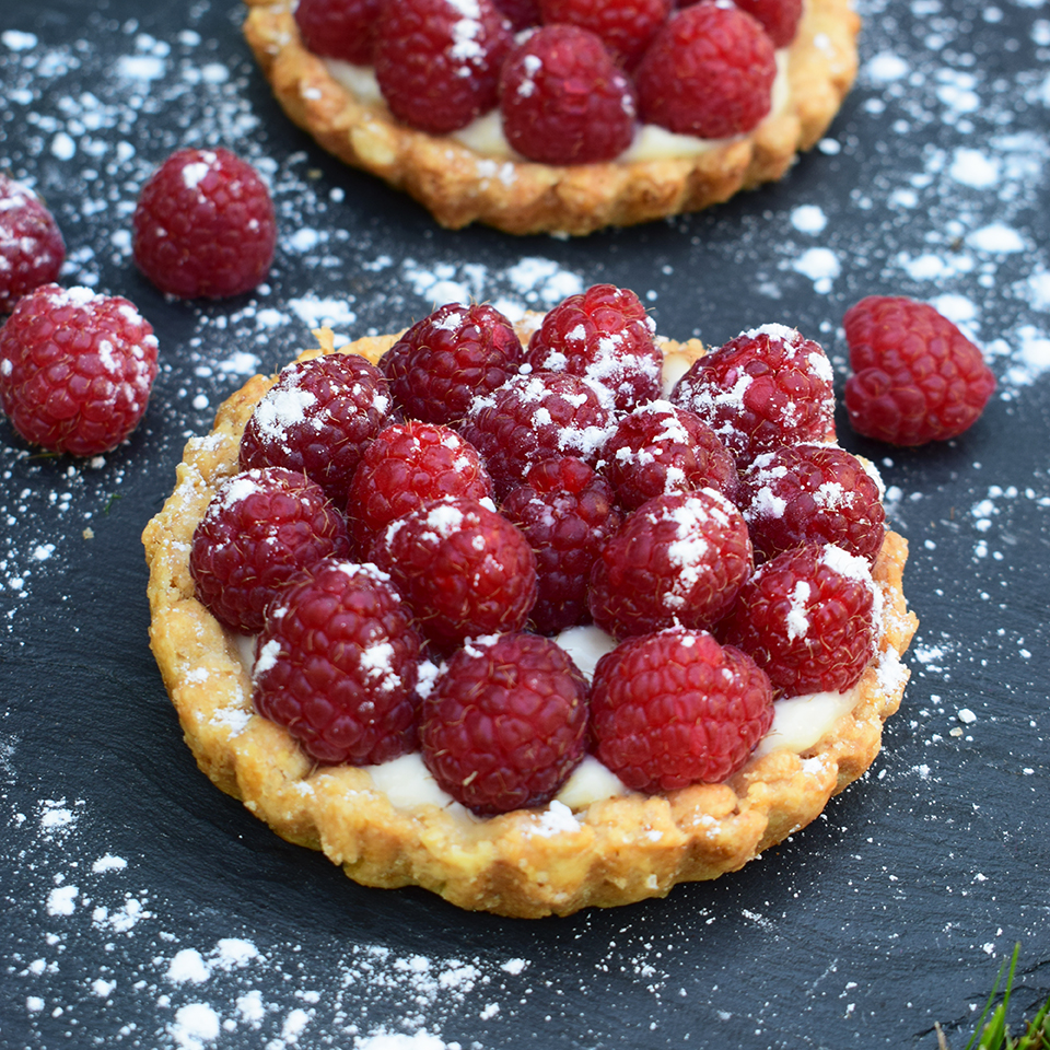 Tartelette aux framboises (végétalien, vegan)