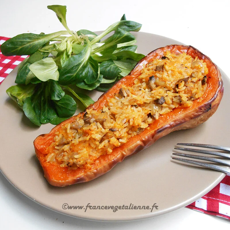Courges butternut farcies (végétalien, vegan)