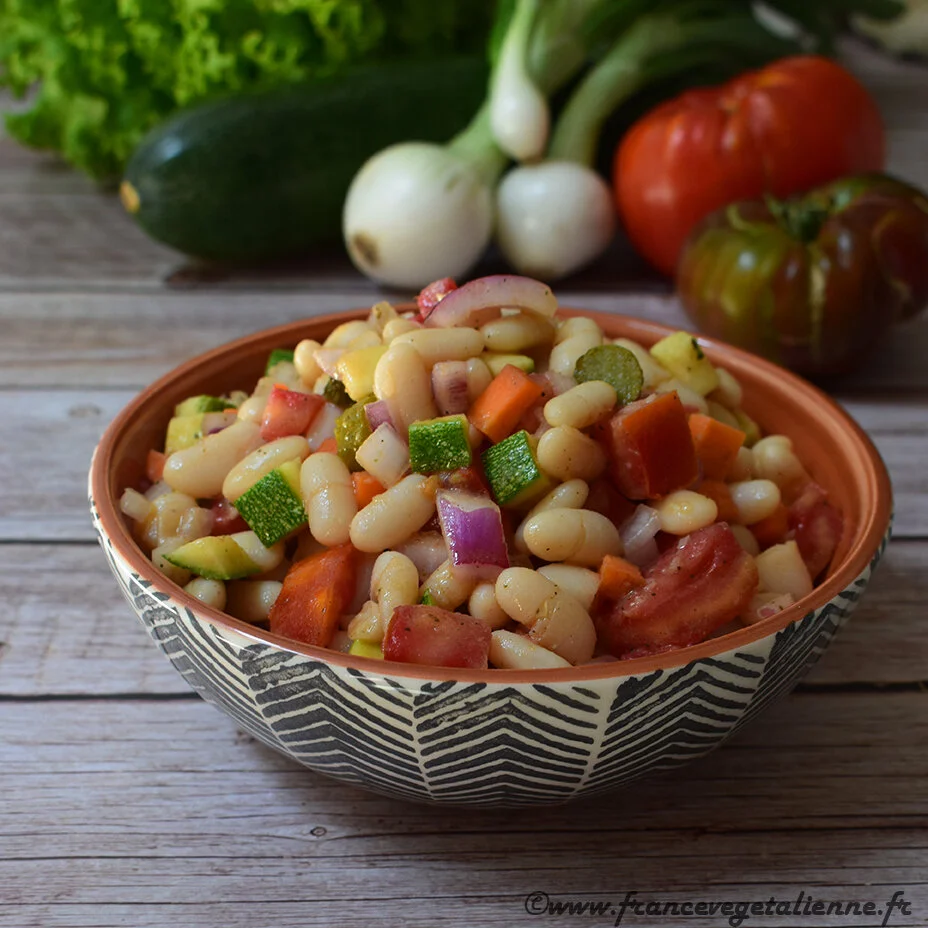 Haricots blancs en salade (végétalien, vegan)