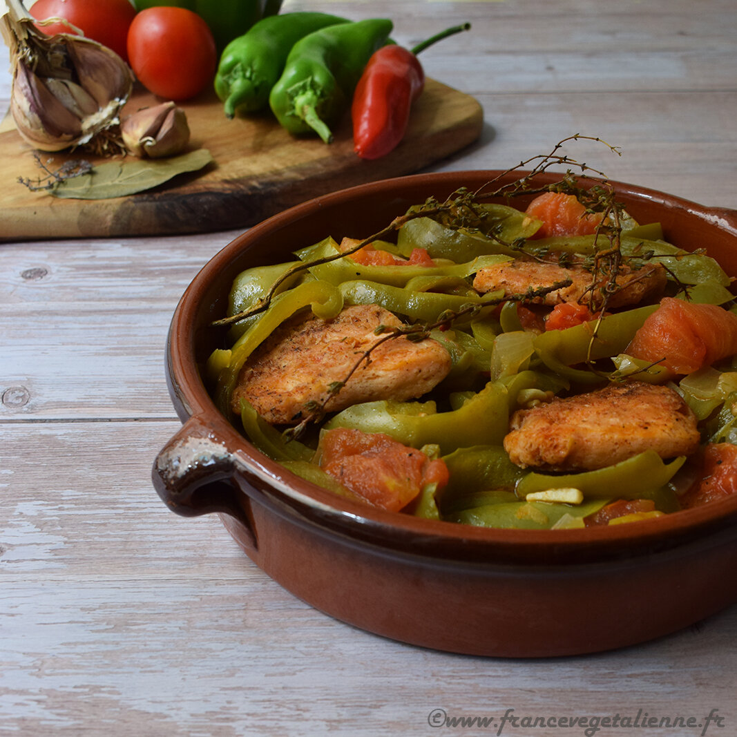 "Poulet" basquaise (végétalien, vegan)