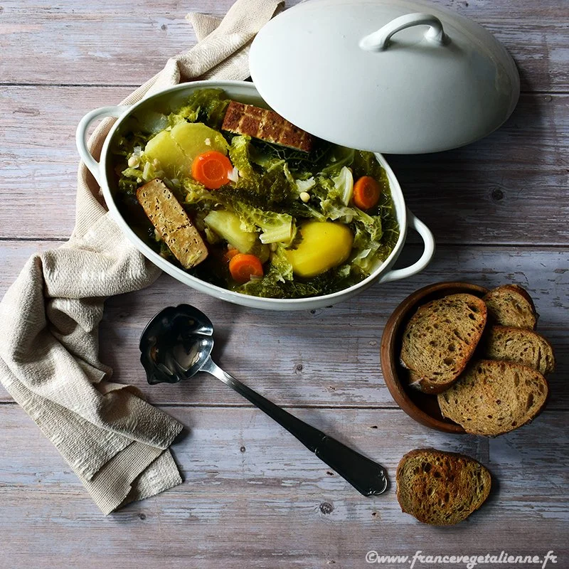 Soupe lorraine au lard... de tofu (végétarien, vegan)