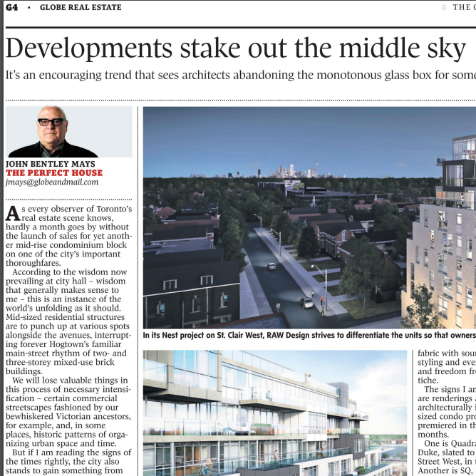 March 21, 2014 - Globe &amp; Mail: Developments stake out the middle sky