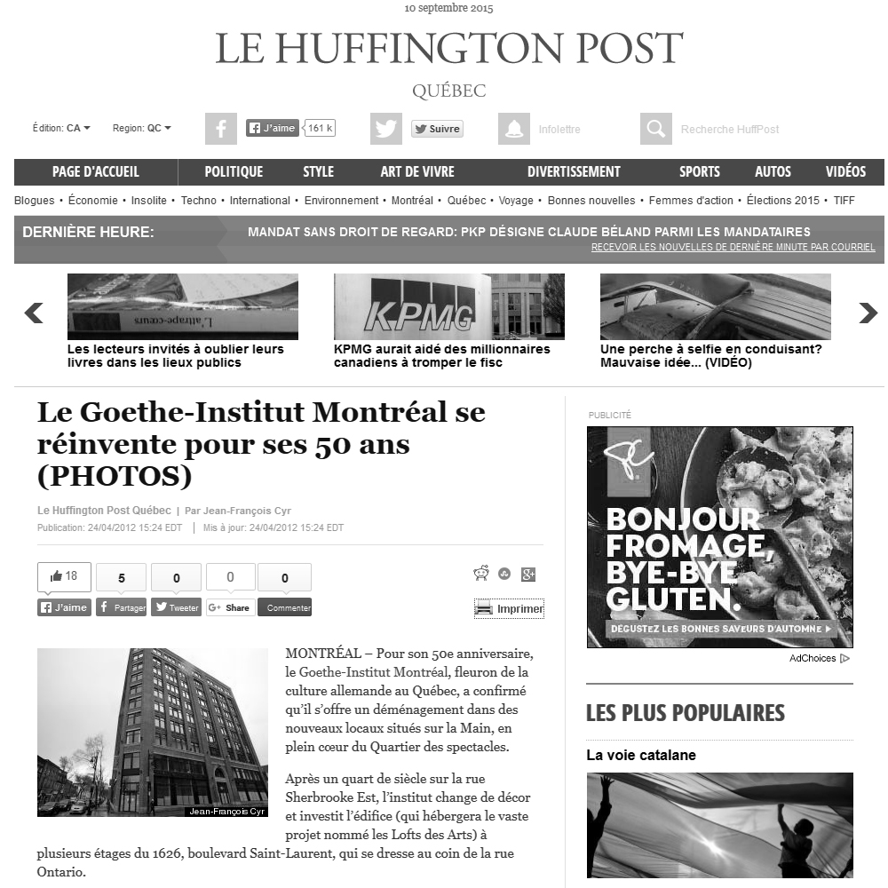 Le Huffington Post, 24/04/2012