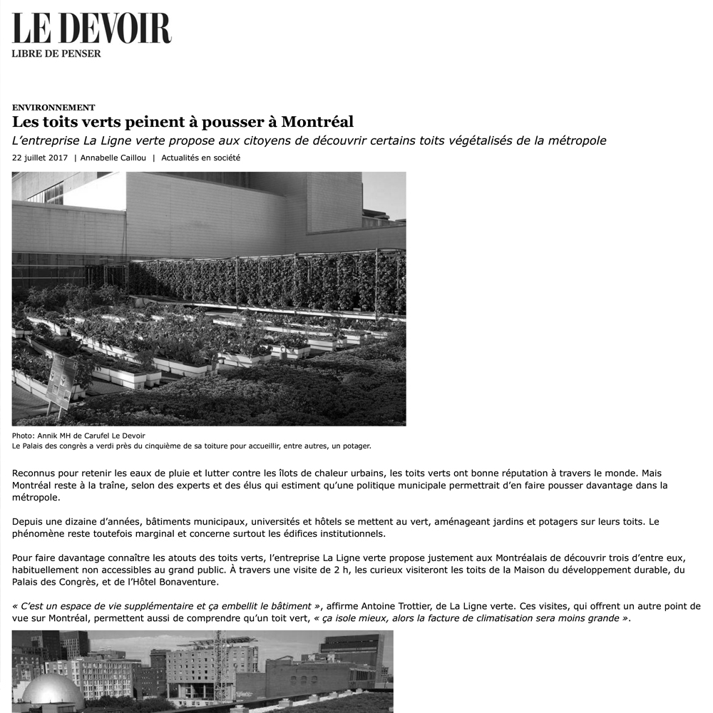Le Devoir, 22/07/2017