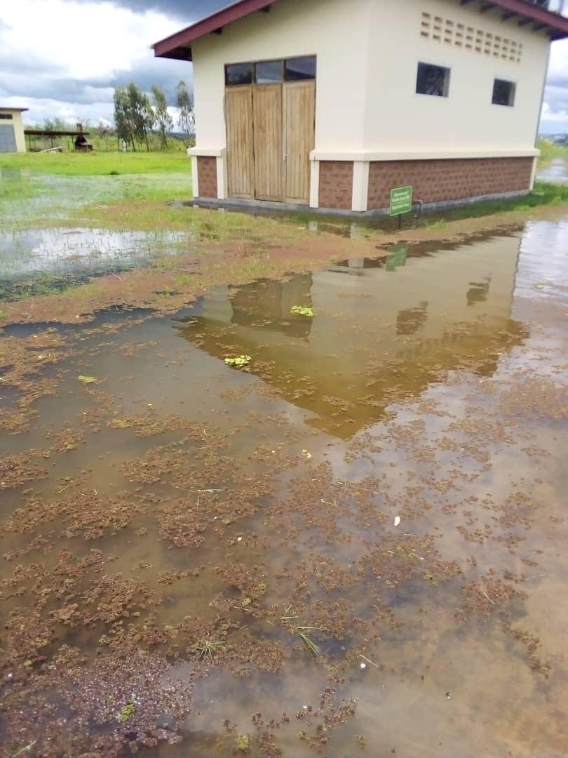 Flooded hospital grounds near Lake Victoria