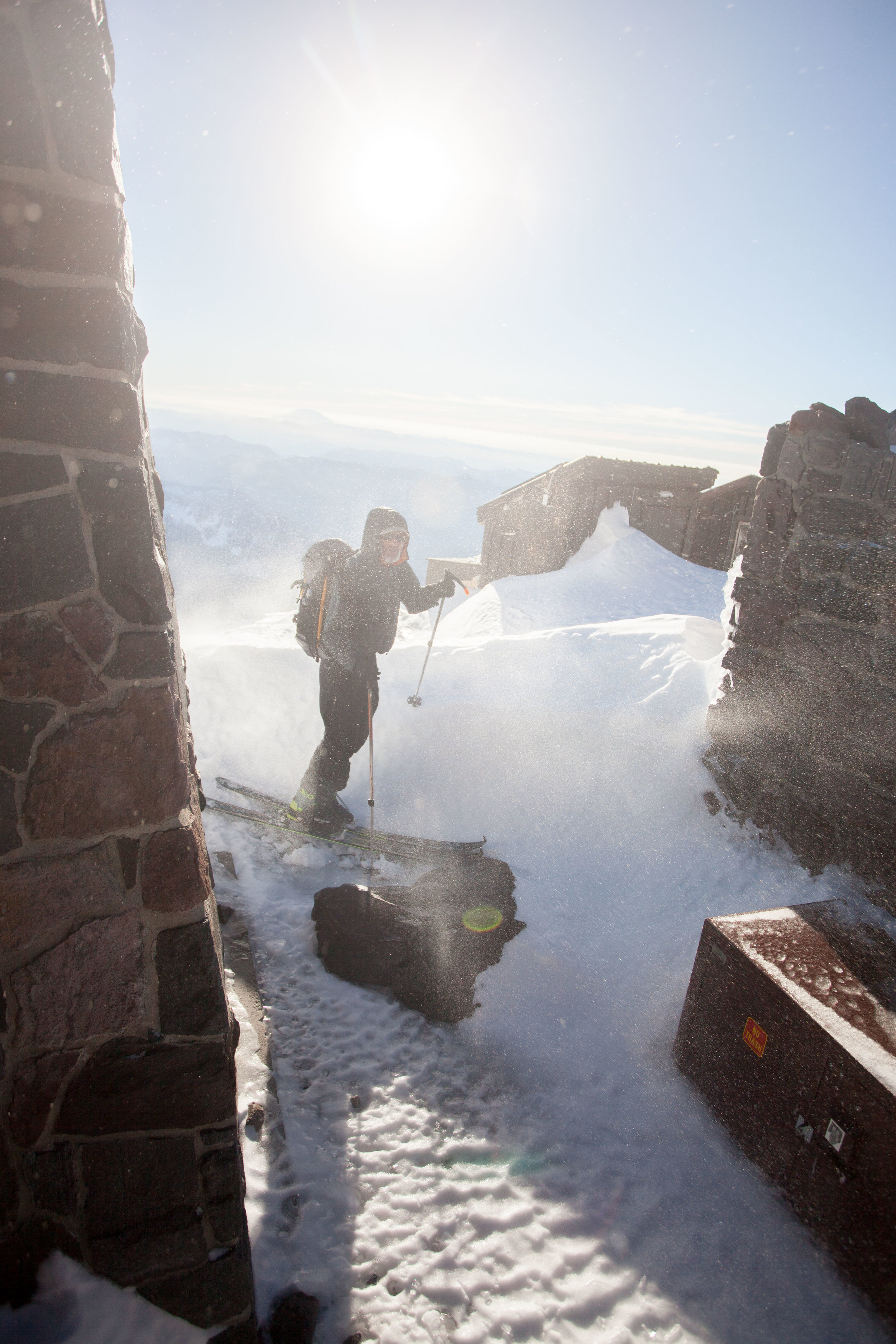 30 mph winds whipped us around at Camp Muir