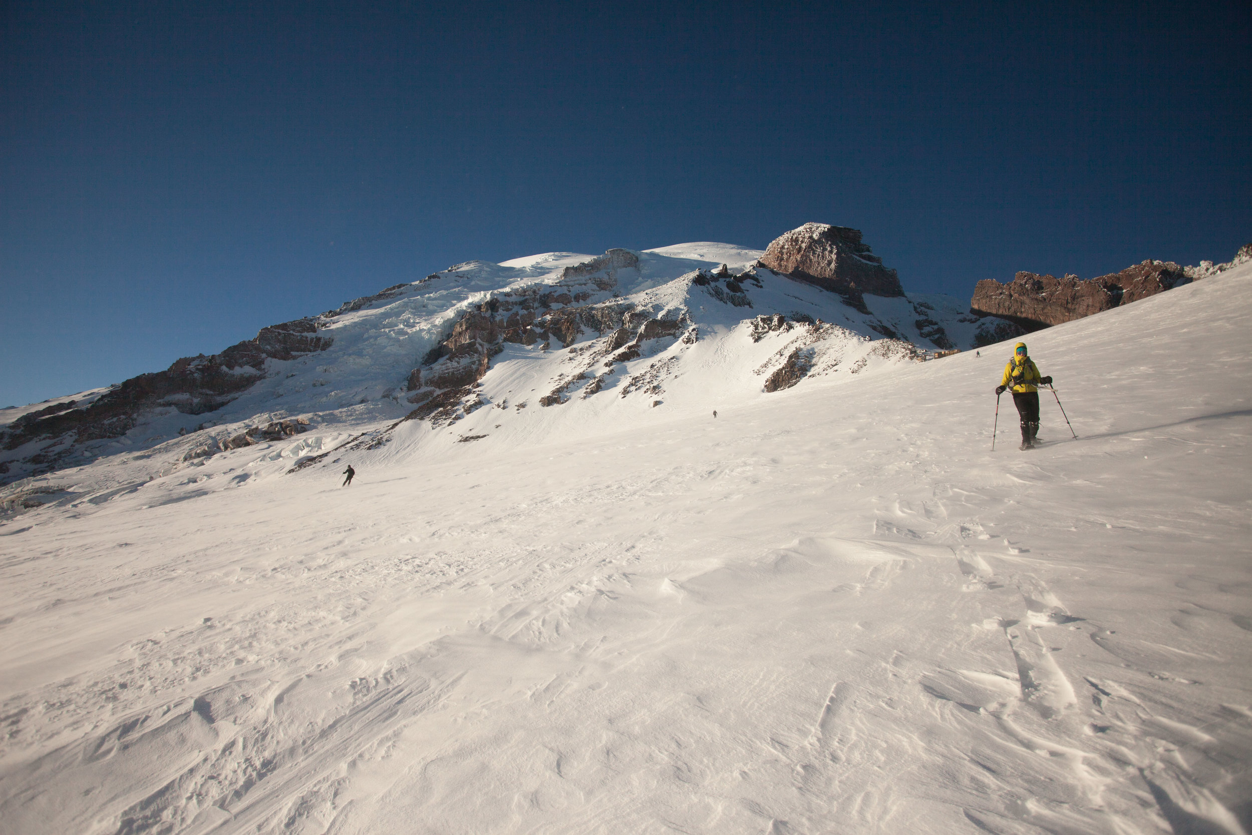 Beginning the descent with the wind gusting around us