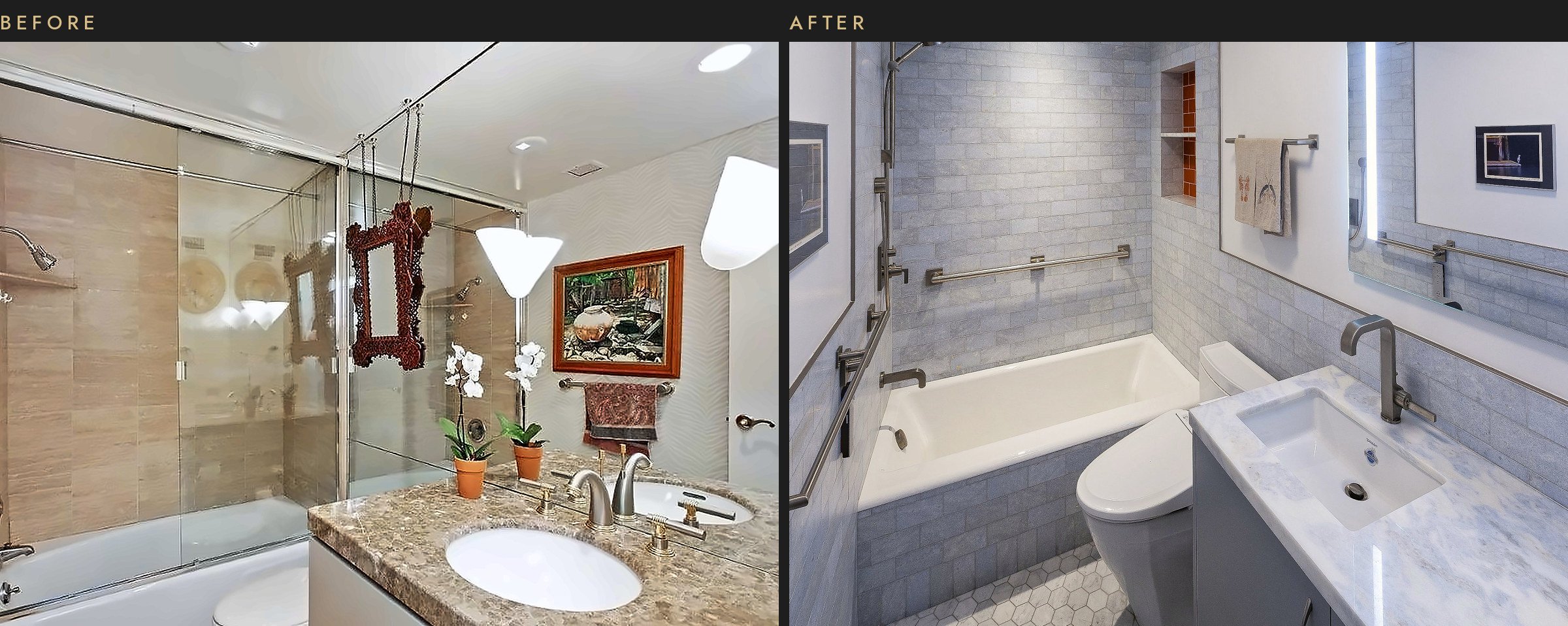 Guest bath, before and after