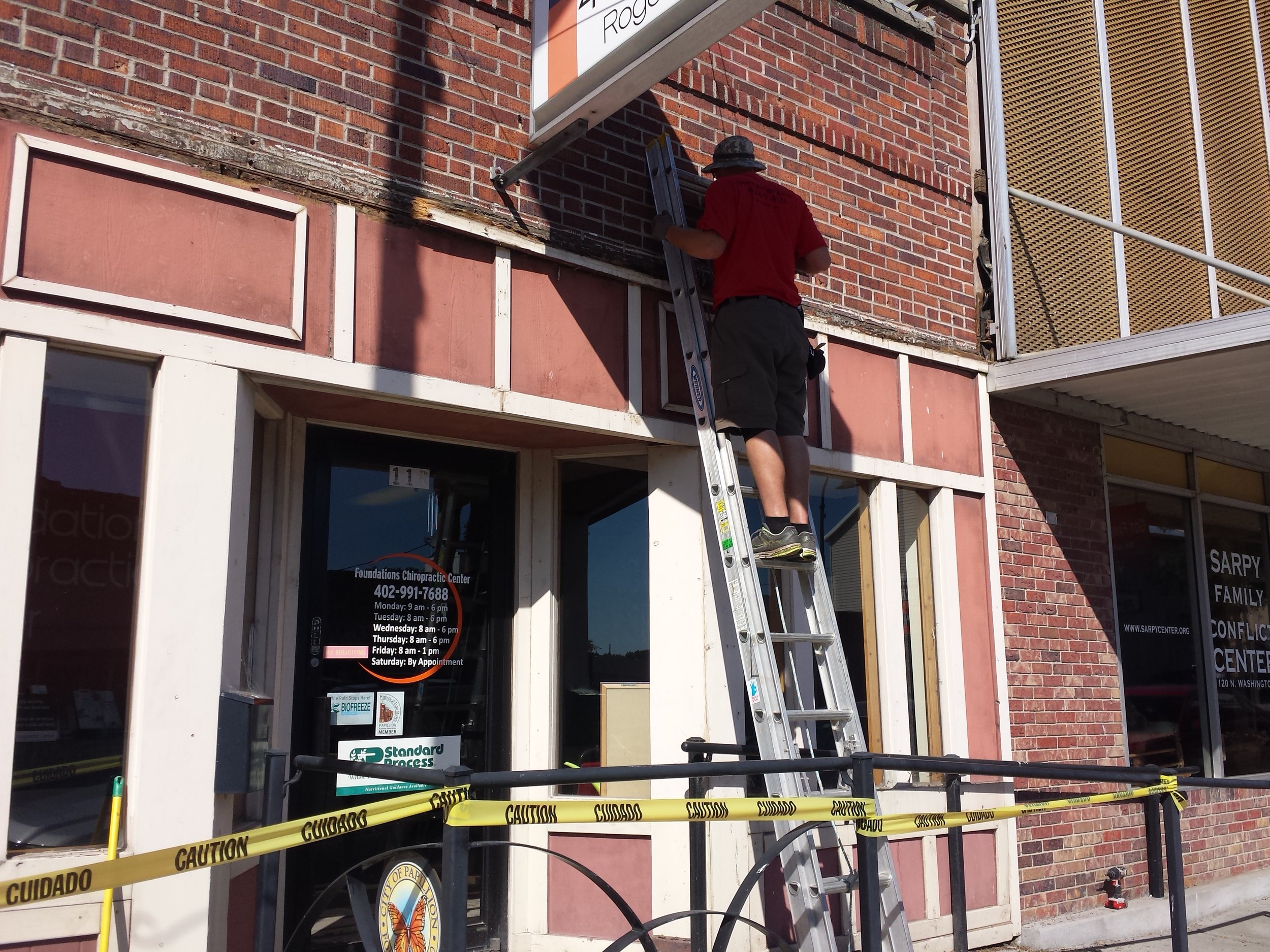 Old fascia removed, brick was cleaned