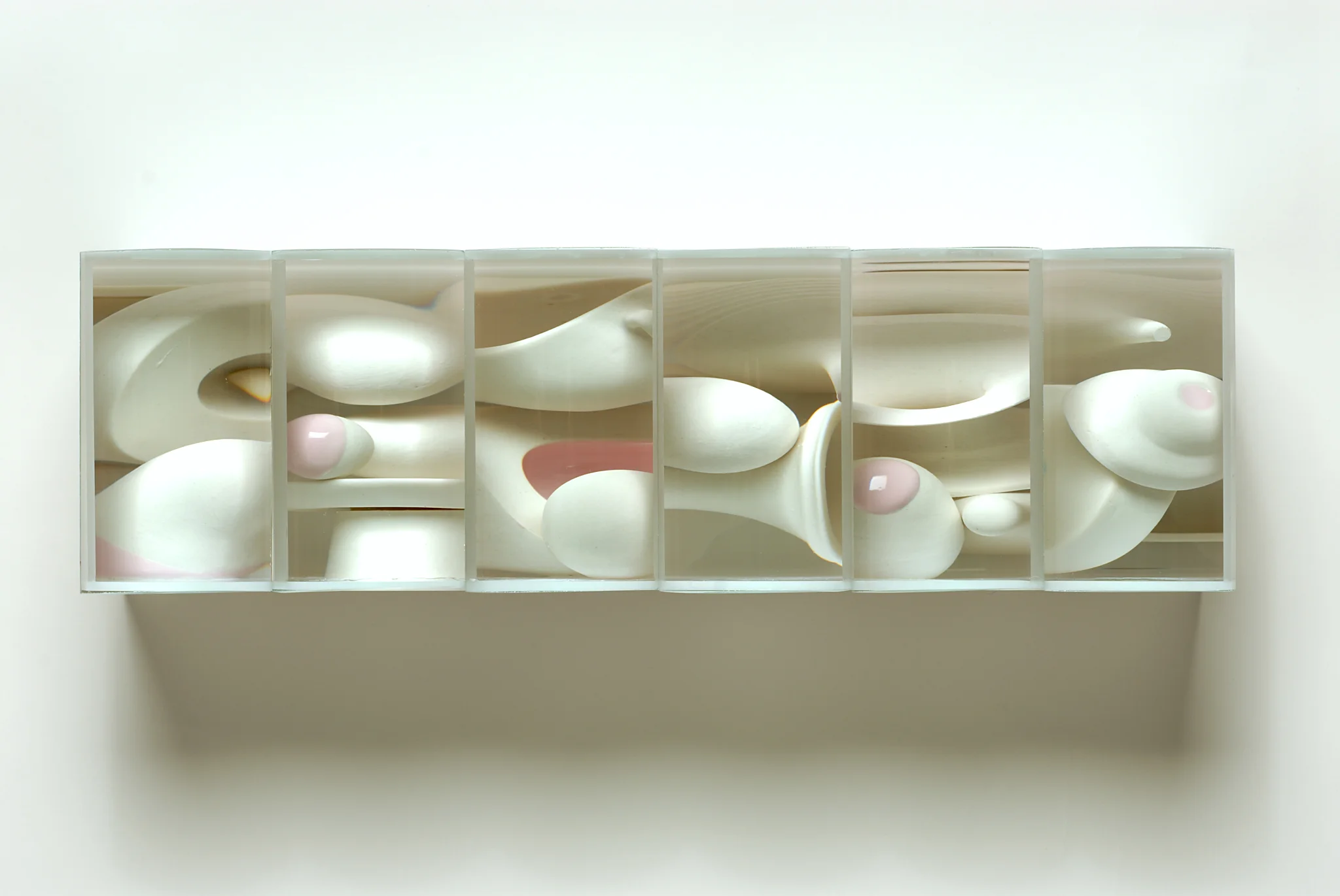Swell, porcelain, glass, plastic, 5” x 15” x 4”