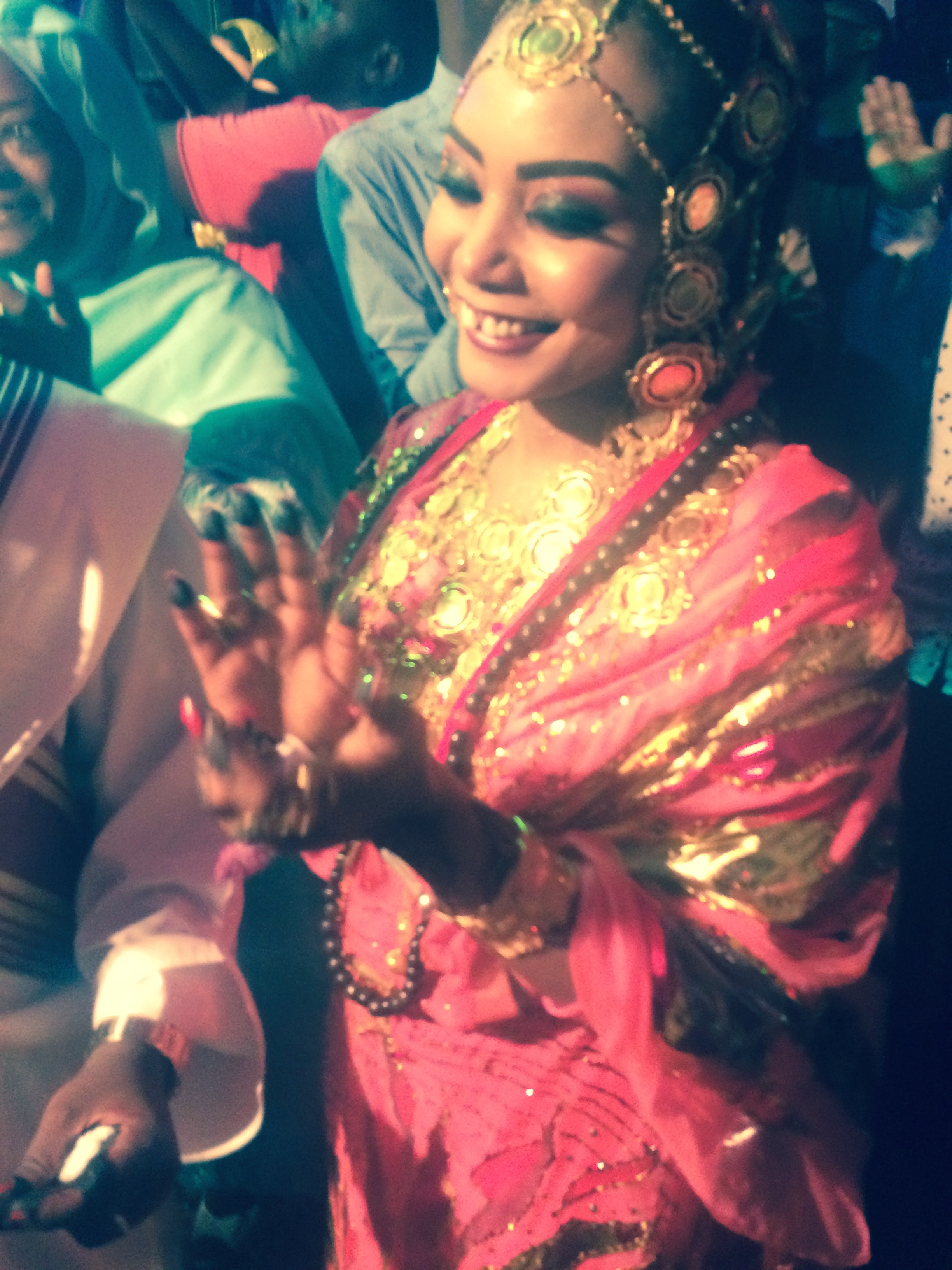 Outfit change to traditional Sudanese wedding attire for the bride