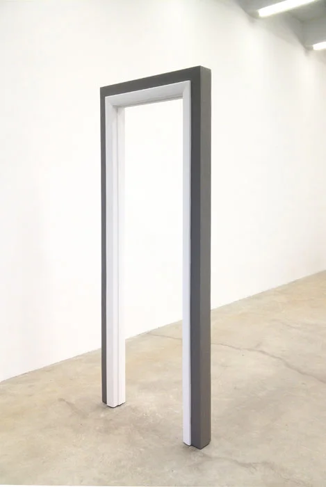Aaron Aujla, Doorway , 2012, wood, steel, nails, wood fill, latex paint, 86 x 34 x 4 in