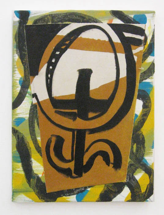Andy Cross, Other Is the Echo of I , 2012, oil on collaged canvas, 16 x 12 in