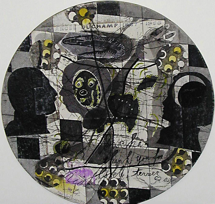 Ray Johnson, Untitled , 1979, collage on cardboard panel, 12.5 x 12.5 in