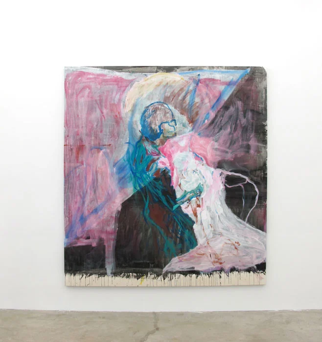 Chris Churchill, Torn Curtain , 2012, acrylic, airbrush paint and crayon on canvas, 87 x 80 in