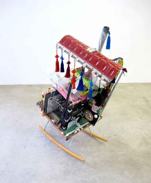 Justin Lieberman, Rocking House with Points of Reference (from New Homes for America) , 2011, mixed media, 45 x 30 x 25 in