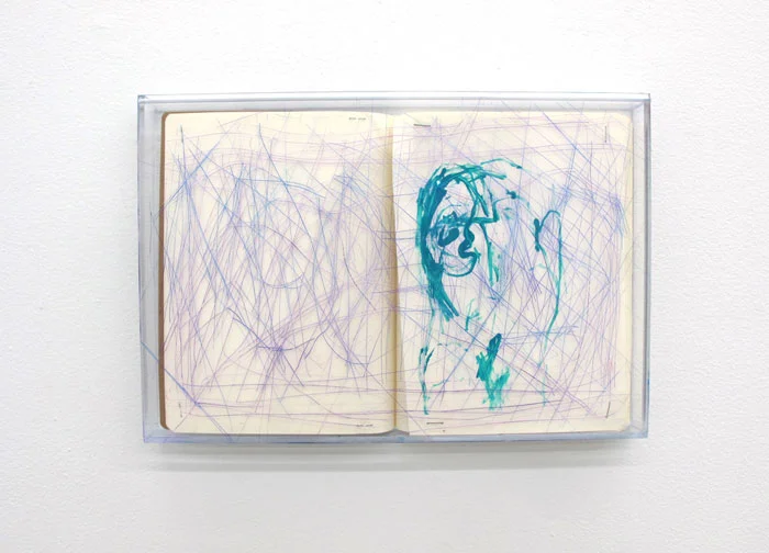 Chris Churchill, Media Divorce , 2012, sketch book in acrylic box 10.75 x 15.75 in