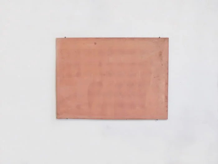 Servane Mary, Untitled (Pink Monochrome Mirror) , 2011, mirror, silk, 13 x 18 in