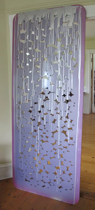 John Tremblay, Curve of the Earth , 2011, water-jet cut aluminum, enamel paint, 90 x 38 x 0.5 in