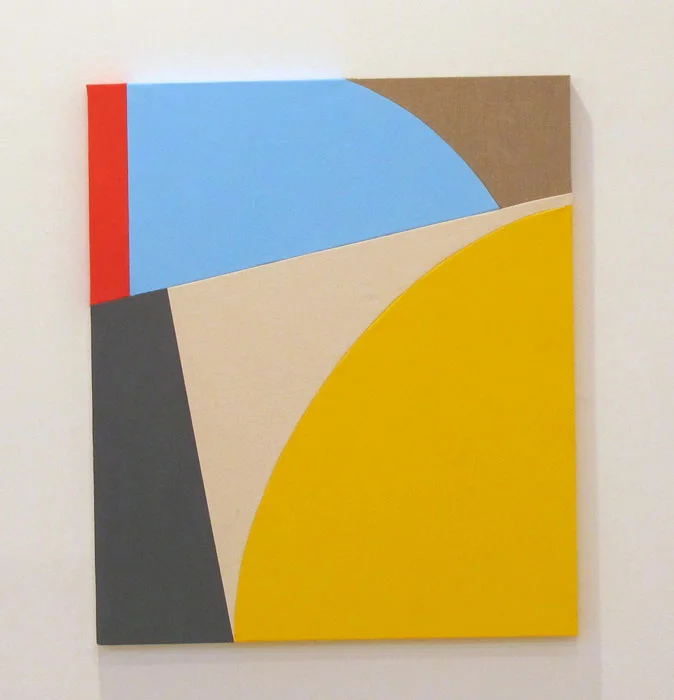 Sarah Crowner, Untitled , 2011, oil on sew canvas, cloth and linen, 42 x 36 in