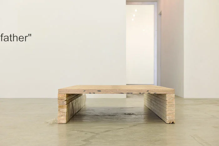 Bozidar Brazda and Caroline Snow, The Feral Child Has No Use For Art (detail), 2011, wood, plastic, vinyl text, clay, guitar amp, iPod, dimensions variable