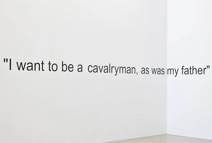 Bozidar Brazda and Caroline Snow, The Feral Child Has No Use For Art (detail), 2011, wood, plastic, vinyl text, clay, guitar amp, iPod, dimensions variable