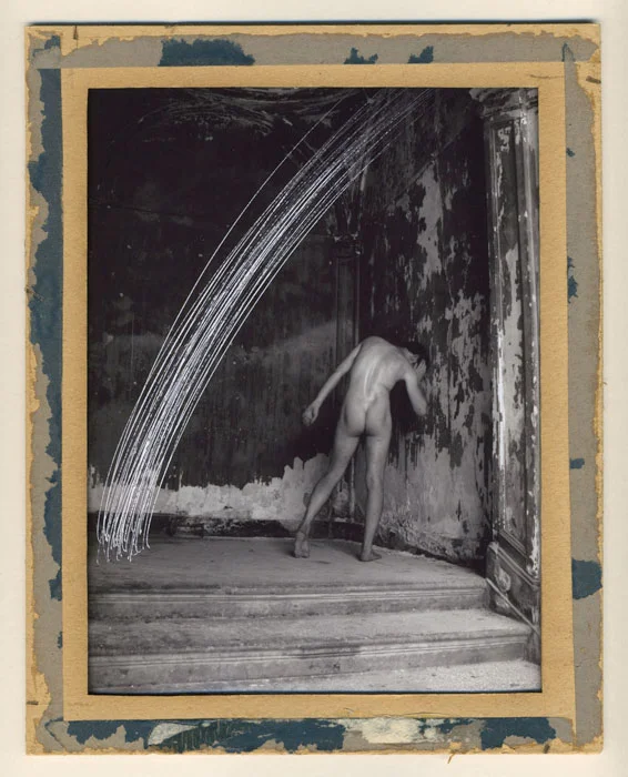 Andrew Mania, Palermo Nude , 2010, photograph mounted on card with drawing, 9.5 x 7.5 in