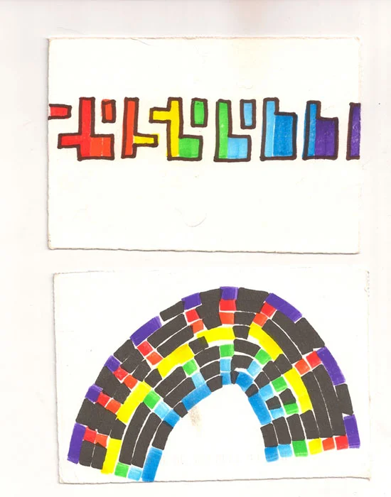 Xylor Jane, 9 Postcards (detail) , Mixed medium on postcard, 4 x 6 in