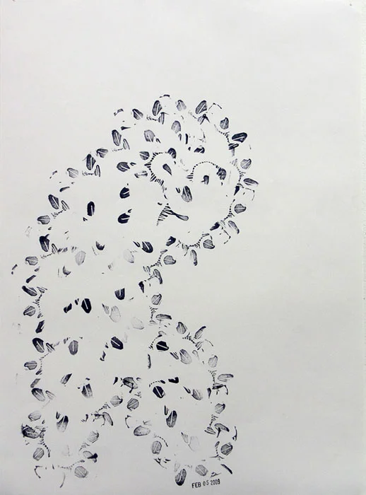 Julien Gardair, Grotesque , 2009, Stamp prints on paper, 22 x 16 in