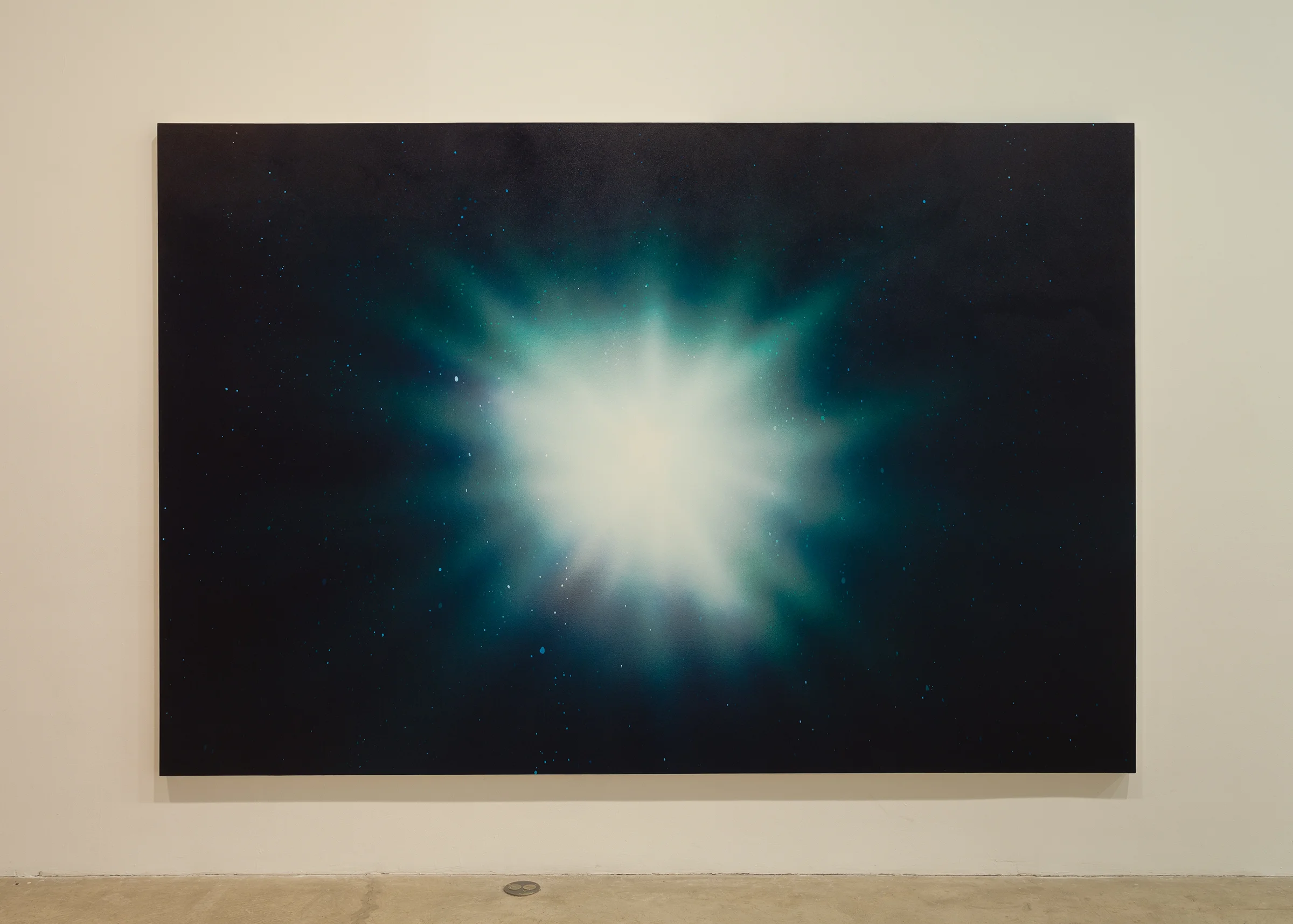 Lazaros, (α 8.5h 22.5m 20.02045s / δ -14.5° 0′ 14.059″) , 2015, airbrushed acrylic on canvas, 74 x 111 in