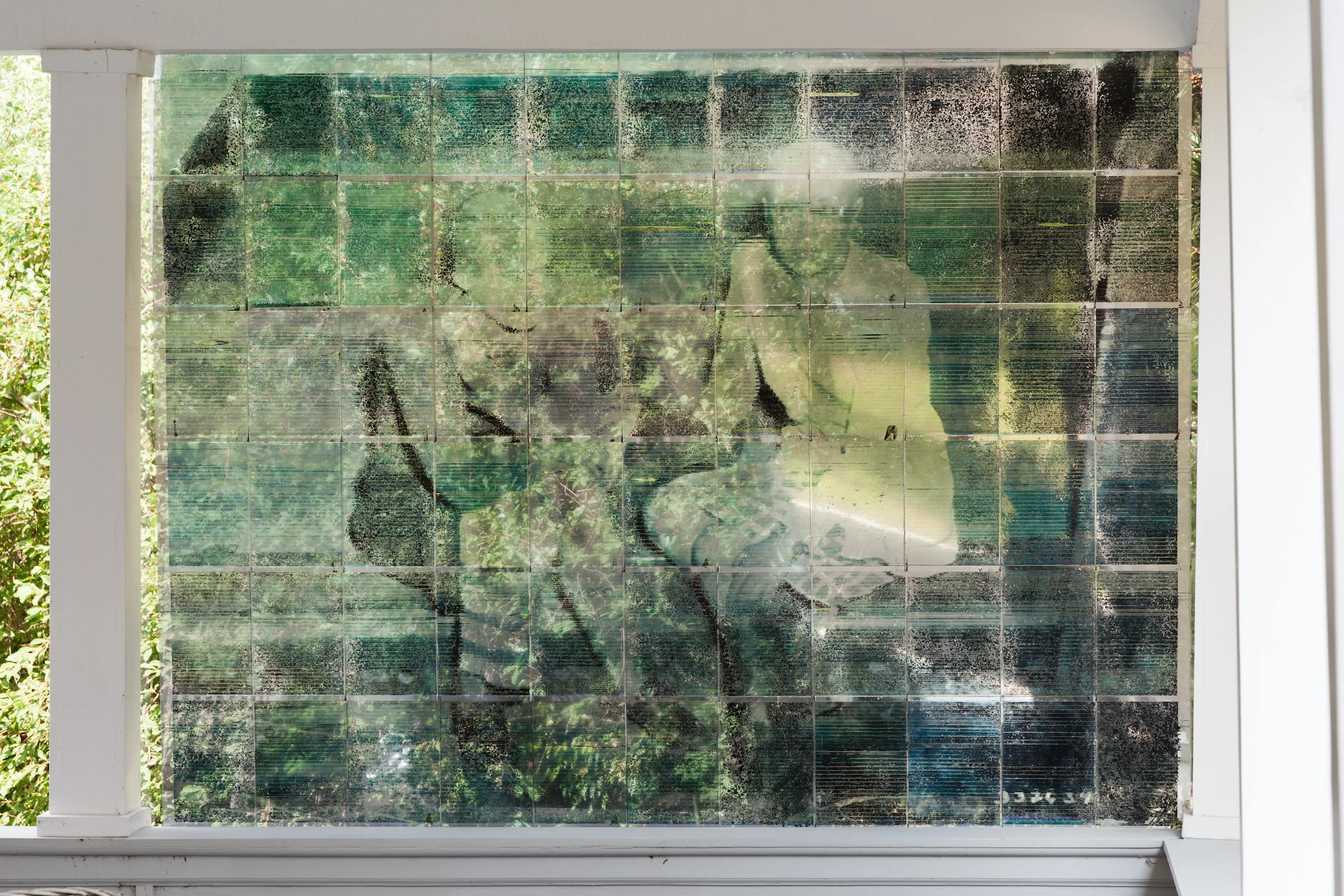 Servane Mary, Shaved Women, Collaborators , 2014, inkjet print on UV film window protection, plexiglass, 72 x 94 in