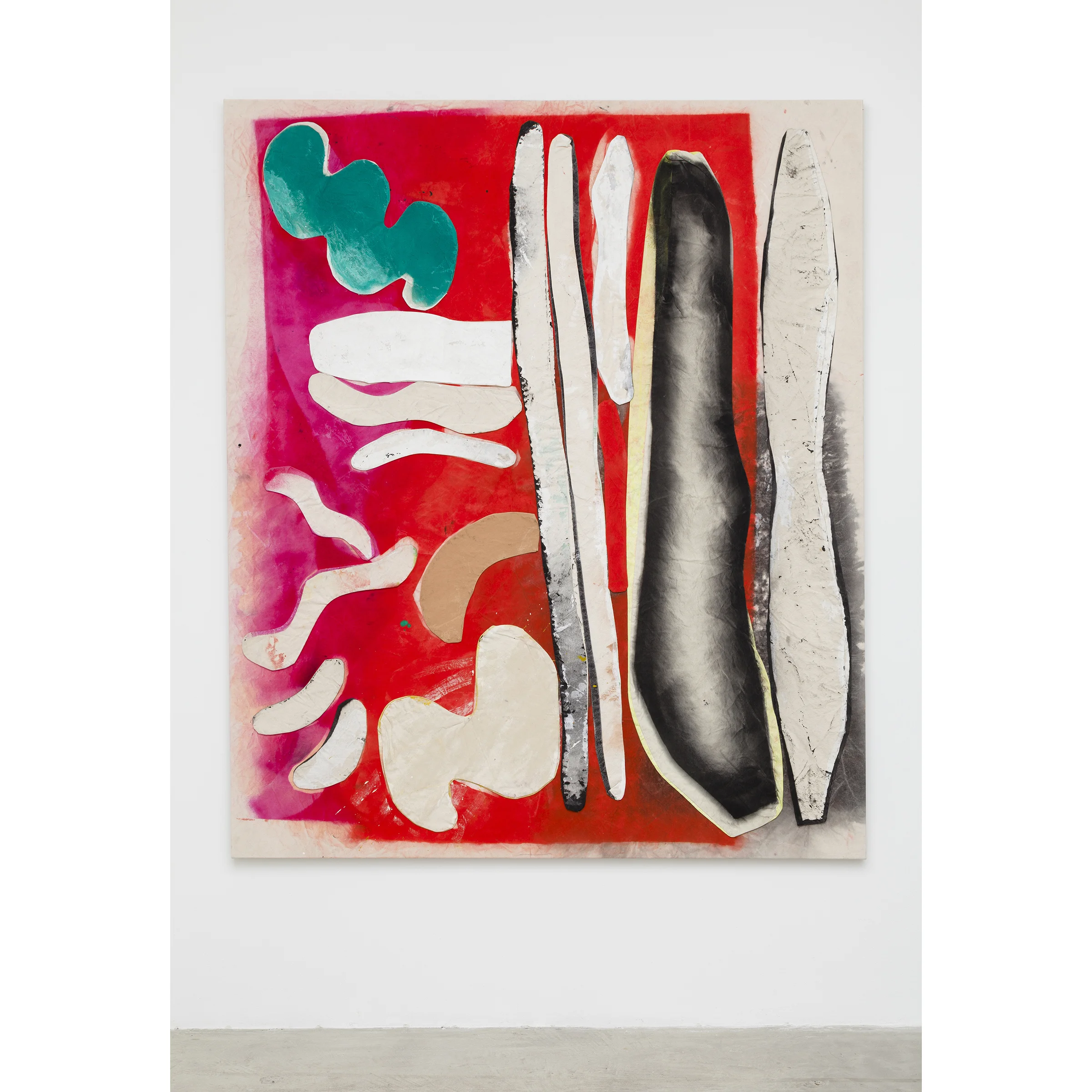 Jess Fuller, Night Creature , 2014, acrylic, fabric dye and gesso on canvas, 82 x 69 in
