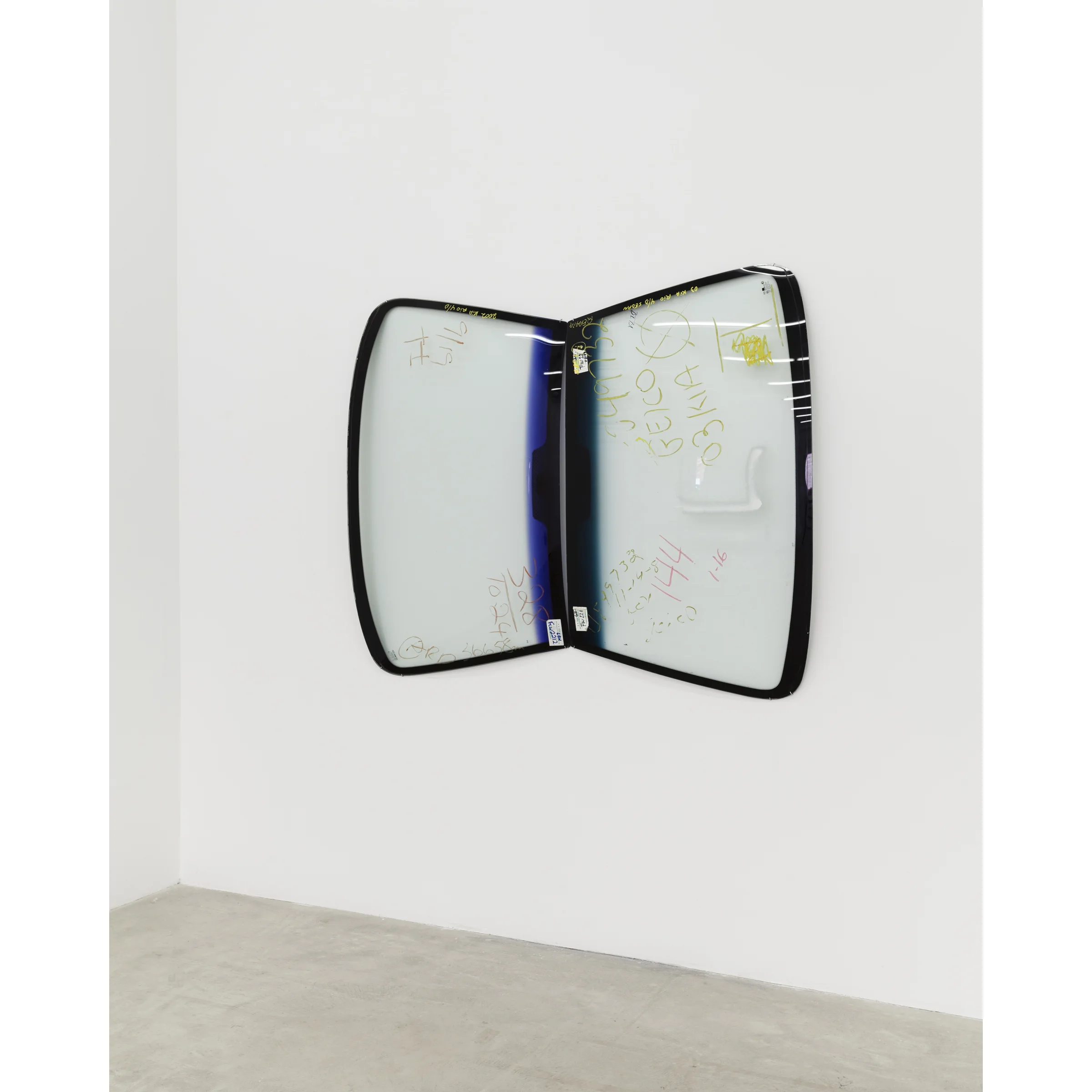 Martin Soto Climent, Mariposa (Butterfly) , 2013, two automobile windshields, 53 x 52 x 3.25 in