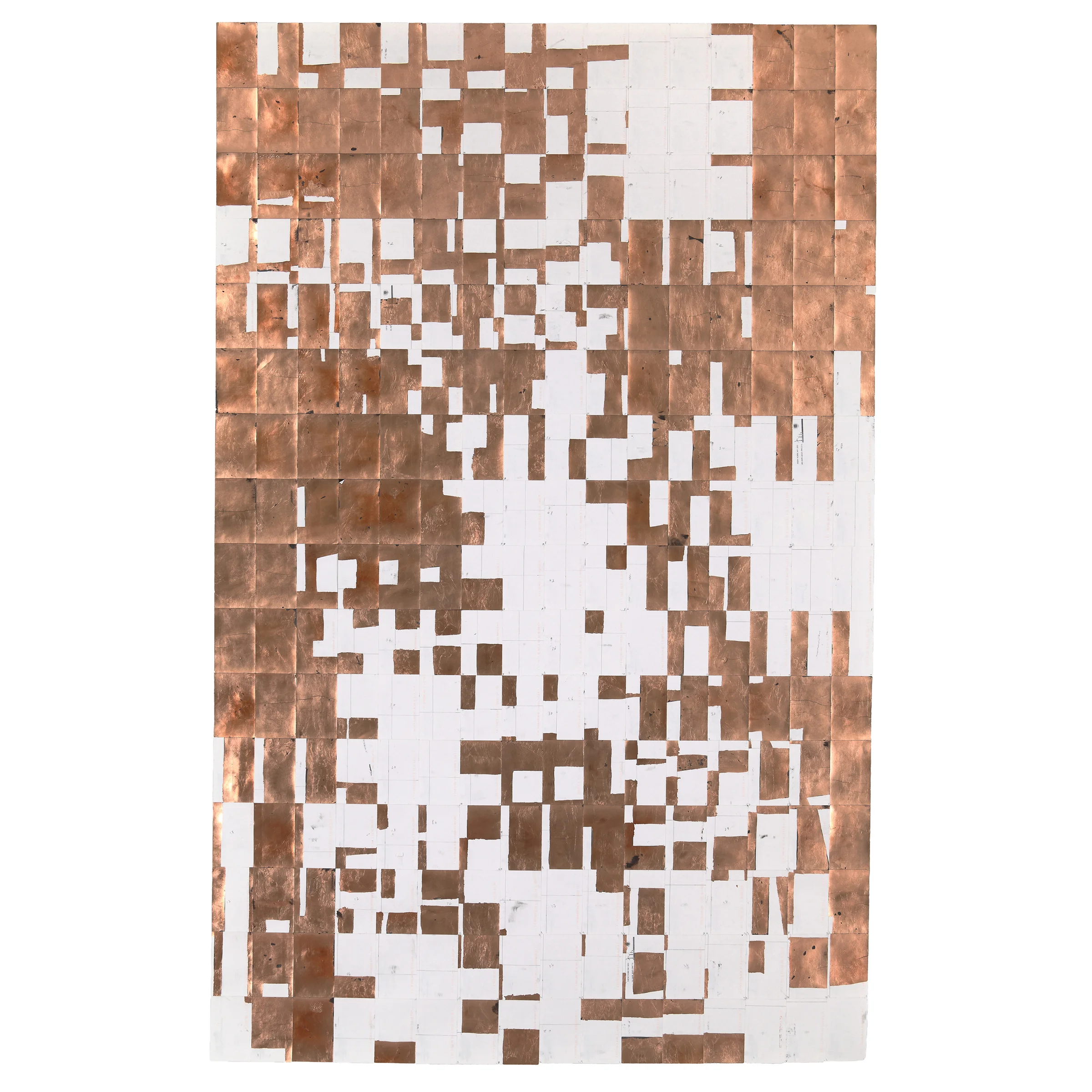 Agnes Lux, #L-7 , 2013, postcards, graphite, copper, 56 x 88.2 in