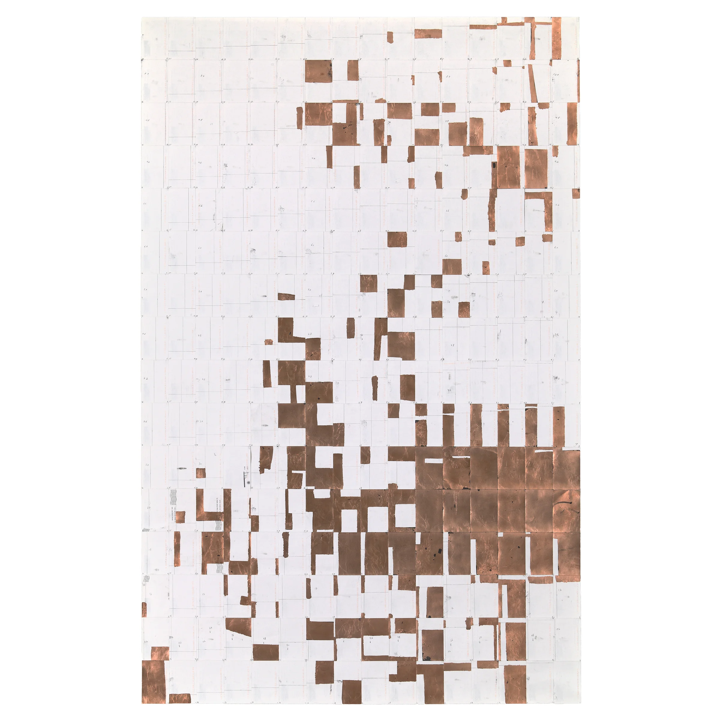 Agnes Lux, #L-3 , 2013, postcards, graphite, copper, 56 x 88.2 in
