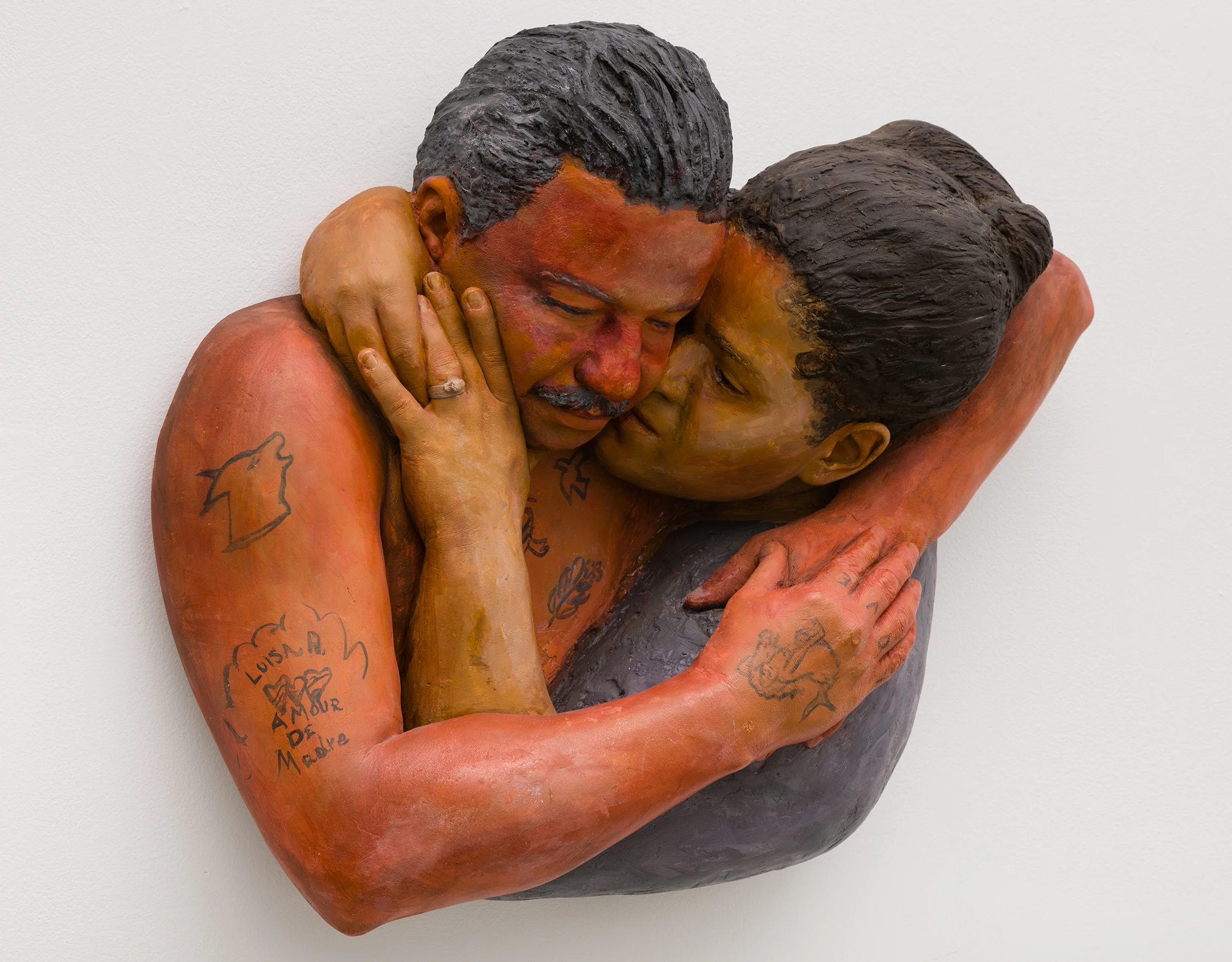 John Ahearn, Luis and Virginia Arroyo , 1980, acrylic on plaster, 19.75 x 25.75 x 10.75 in, Courtesy the Artist and Alexander and Bonin, New York