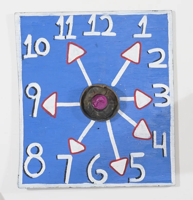 Tyree Guyton, What time is it (clock series) , 2015, mixed media, 24 × 20 ½ × 6 in.