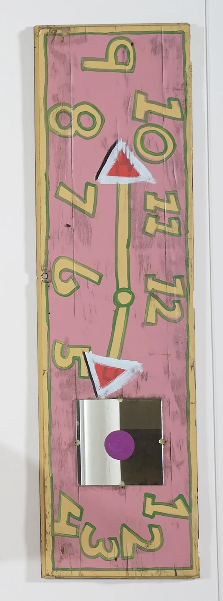 Tyree Guyton, What time is it (clock series) , 2014, mixed media, 78 × 22 × 1 in.