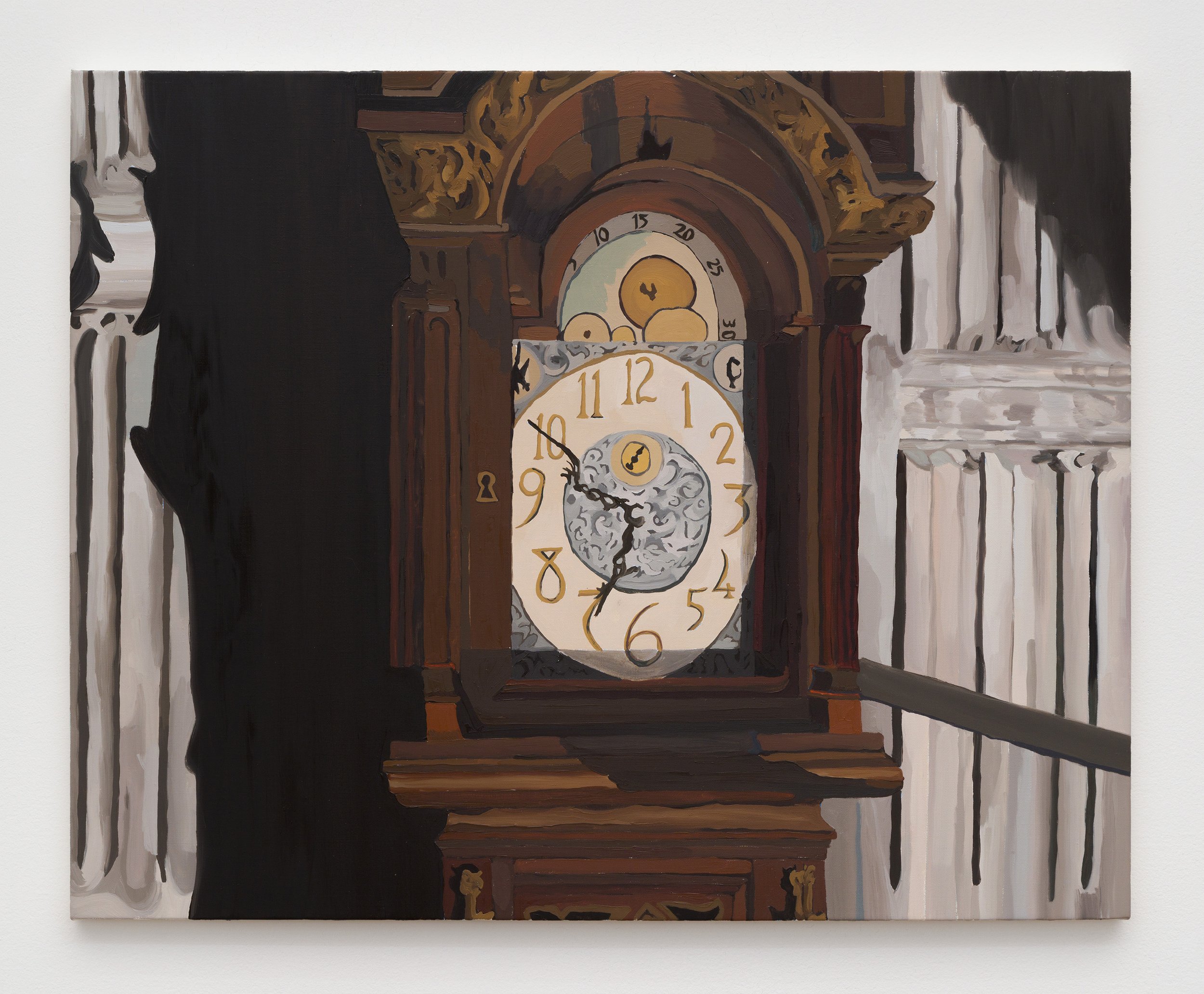  Alex Chaves,  Clock 1 (still from Rebecca 1940) , 2021, Oil on linen, 24 x 30 in 