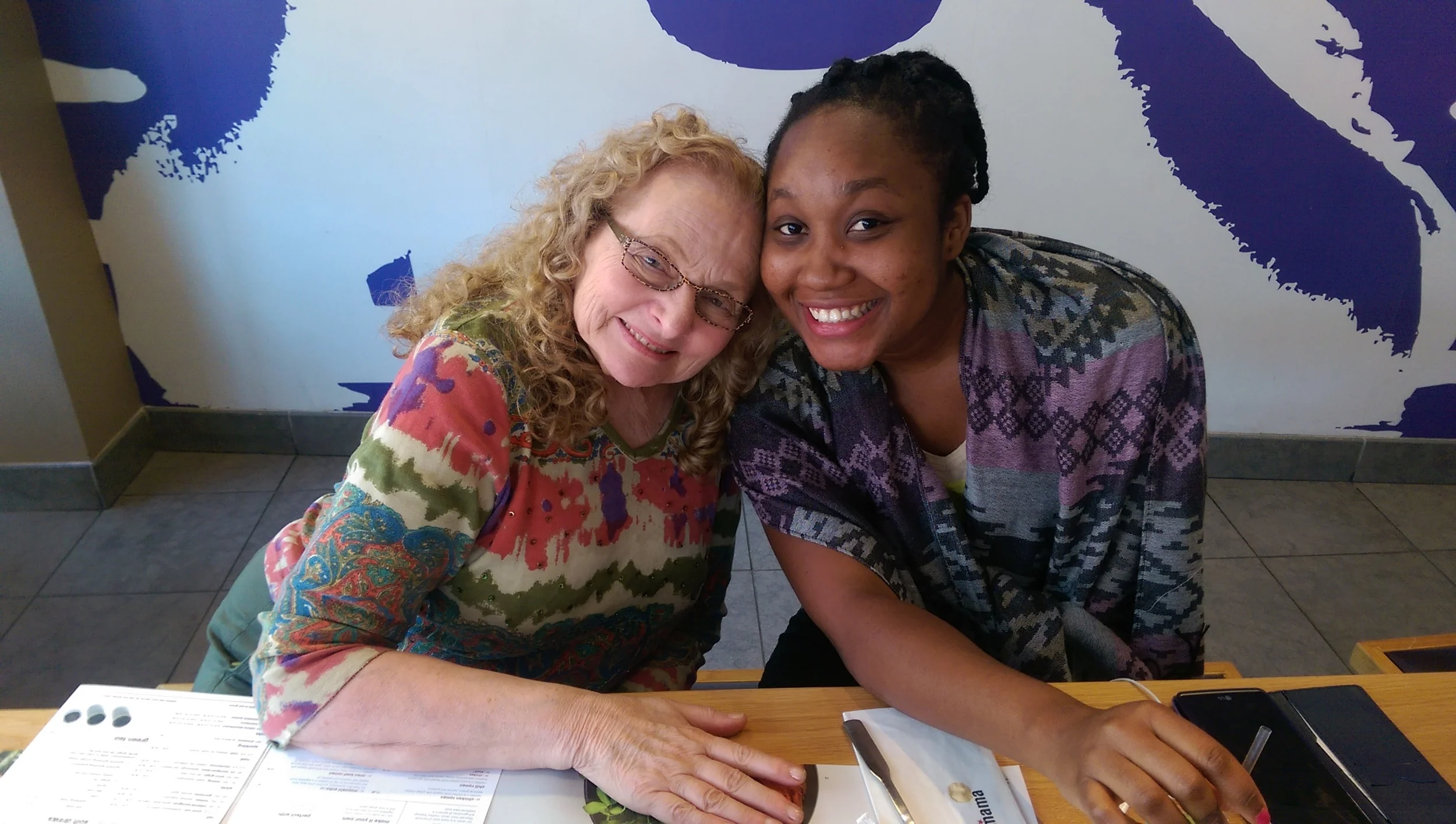 Barbara Helfgott Hyett and Ghanaian poet-in-residence, Afua Ansung
