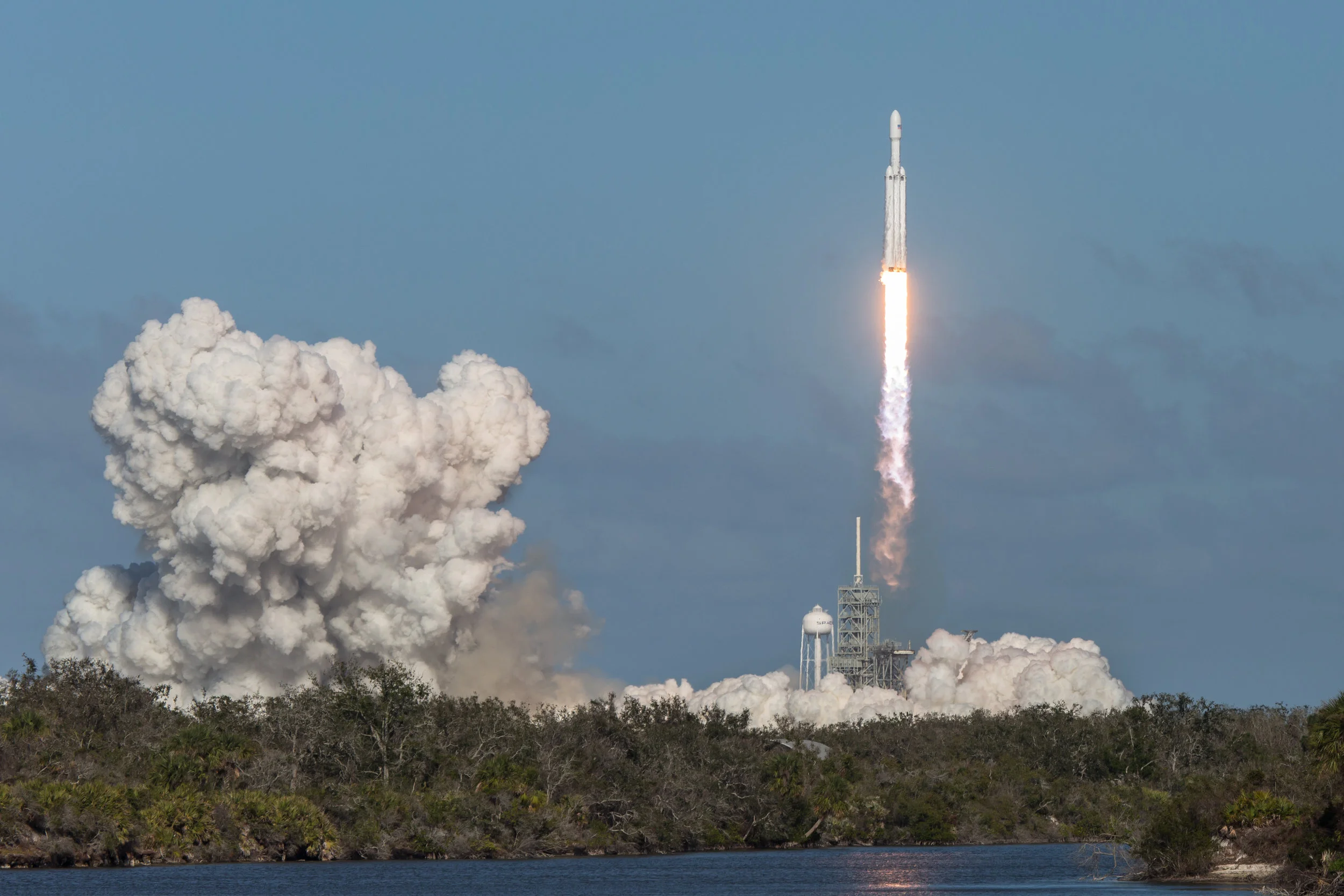 SpaceX's Falcon Heavy rocket liftoff from Pad 39A at the Kennedy Space Center on its historic first demonstration flight last Feb 6th, 2018 