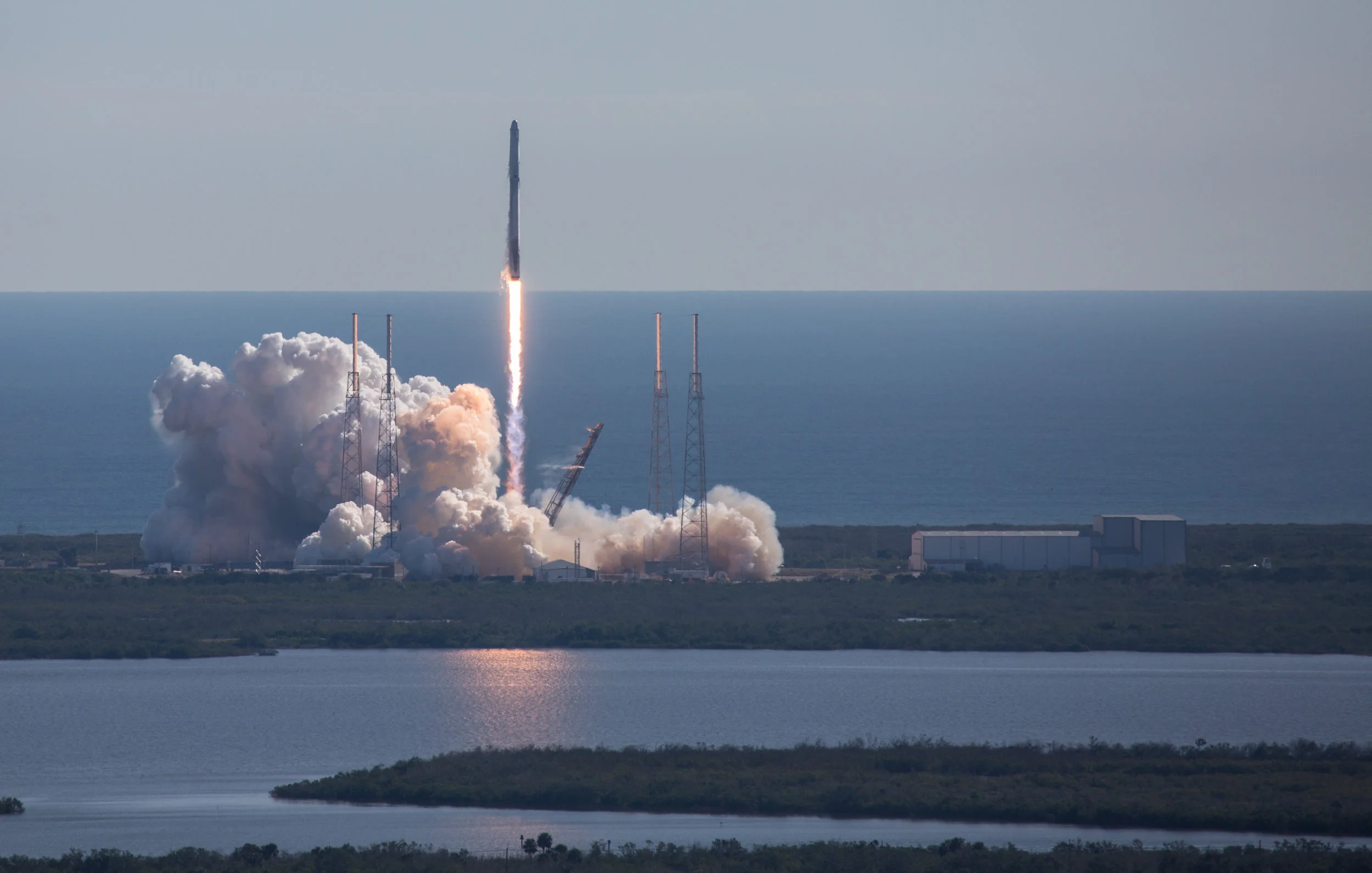 A previously used SpaceX Falcon 9 rocket liftoff from SLC-40 complex at the Cape Canaveral Air Force Station with a reused Dragon capsule with more than 4,800 pounds of cargo to resupply the International Space Station on its CRS-13 mission. Dec 15, 2017 (for LaPresse.it)