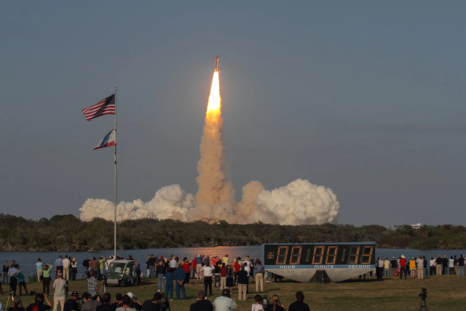 Space Shuttle Discovery's last flight - STS 133, as seen from the Press Site at the Kennedy Space Center