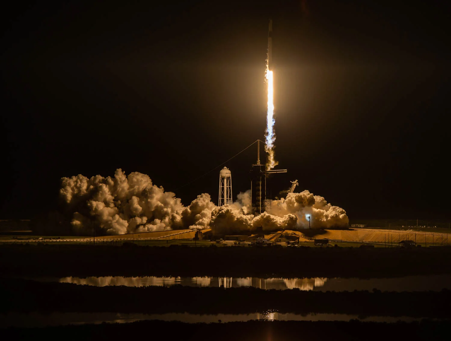 March 2 - 2019, a SpaceX’s Falcon 9 rocket liftoffs from Launch Pad 39 at the Kennedy Space Center in Florida, delivering the first Crew Dragon capsule to the International Space Station on its DM-1 Mission.