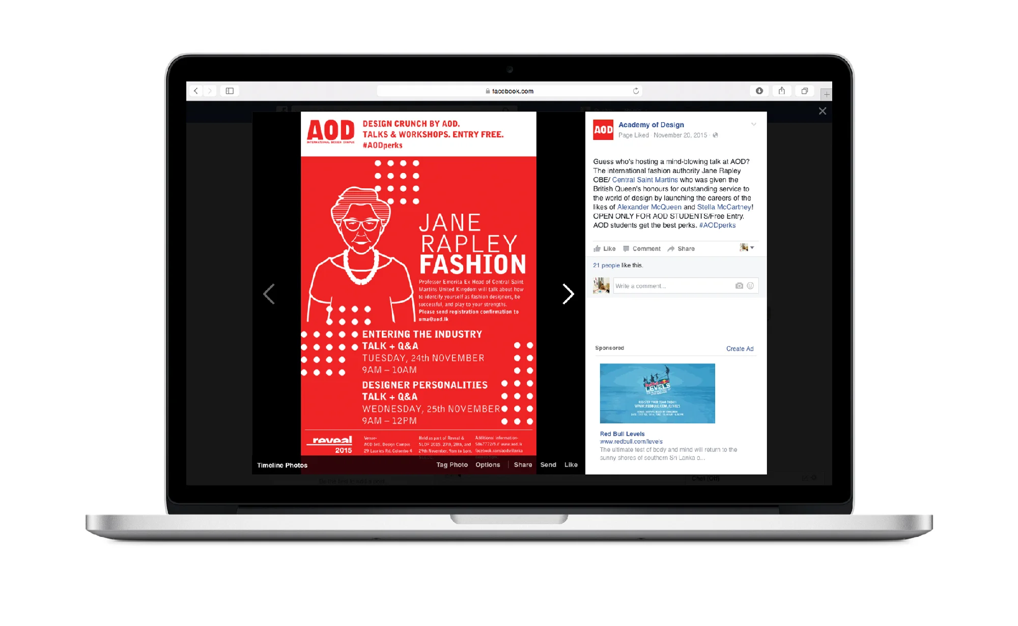 Social media promotion for student workshops. 