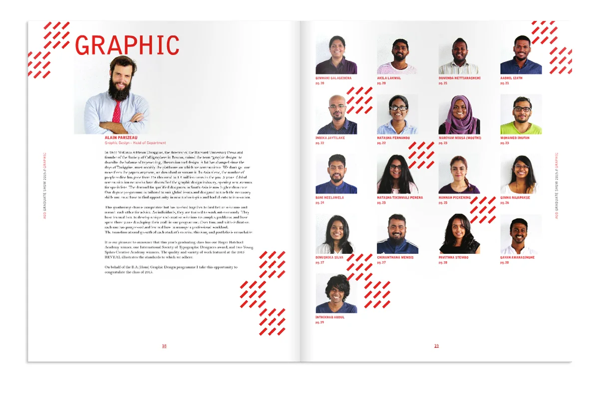 Section divider, sample spread.