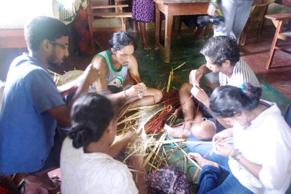 Field trip to a palmyrah weaving center in Jaffna, Northern Province, Sri Lanka. 2014.