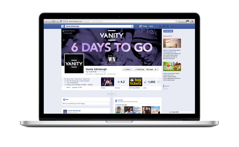 Countdown to the official launch of Vanity nights in Edinburgh.