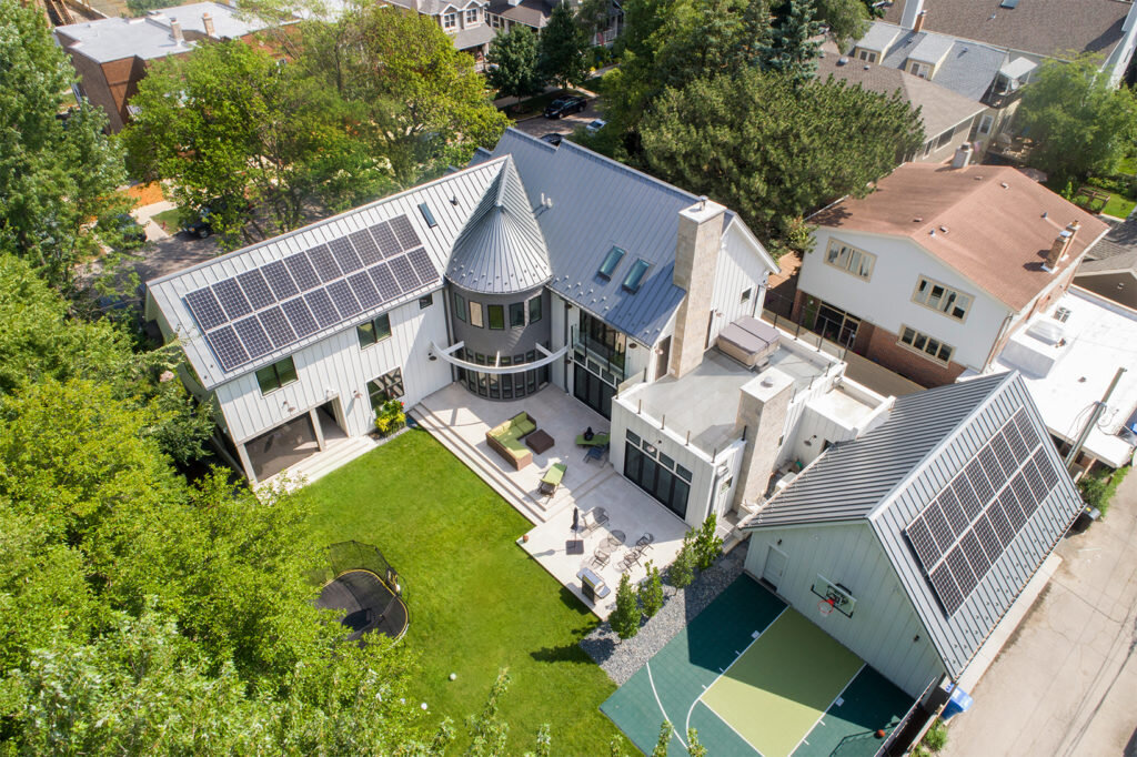 Aerial view of Kipnis’ 5-lot residential home design in Chicago.