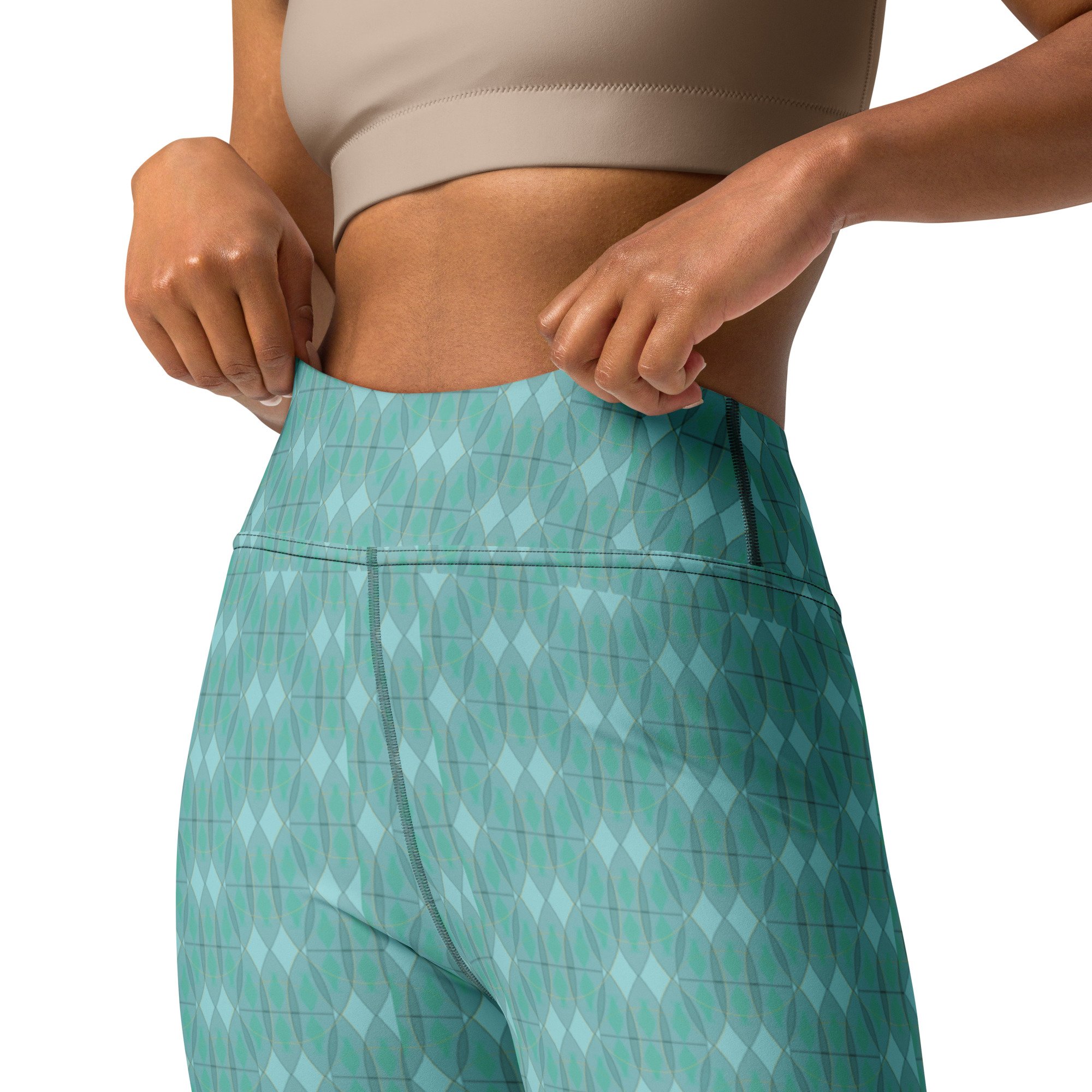Yoga Leggings- Teal Deco